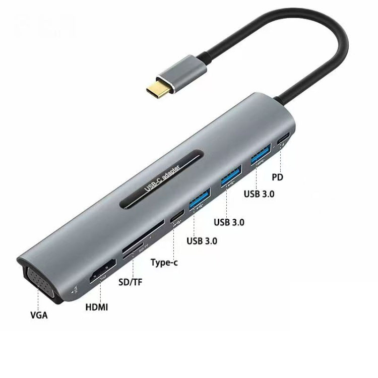 V216 9 in 1 USB-C / Type-C to PD + 3 x USB 3.0 + USB-C / Type-C + SD + TF + HDMI + VGA HUB Adapter by buy2fix