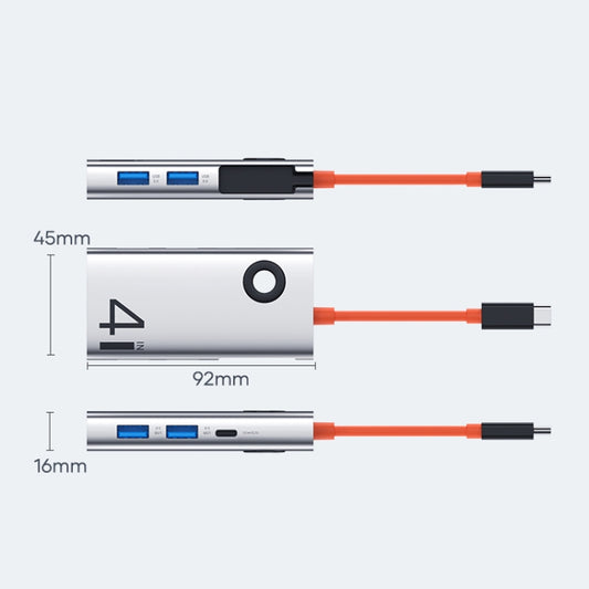 ROCK TR25 4 in 1 USB-C / Type-C to USB 3.0x4 Portable Multifunctional HUB Docking Station by ROCK