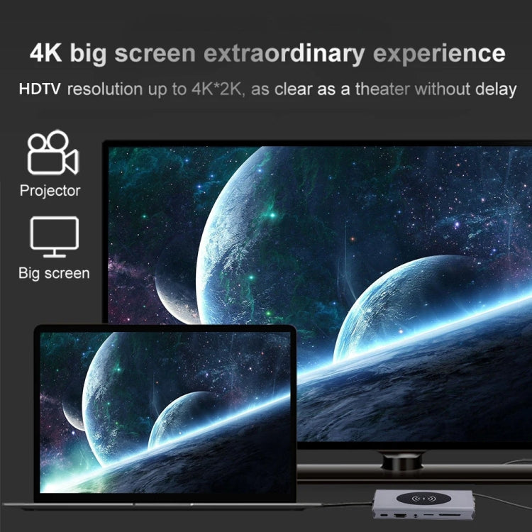 1093 13 in 1 USB HUB Type-C Docking Station with Wireless Charger Function by buy2fix