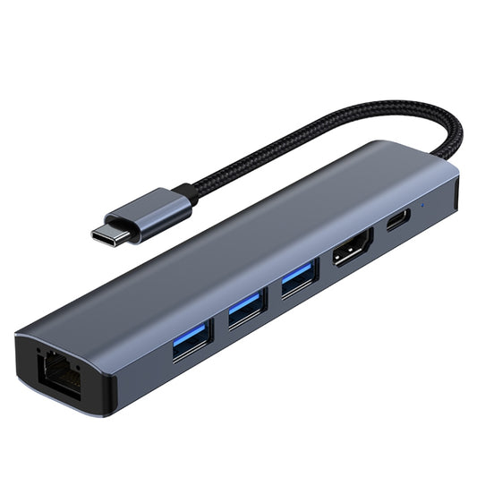 BYL-2210 6 in 1 USB-C / Type-C to USB Multifunctional Docking Station HUB Adapter with 1000M Network Port by buy2fix