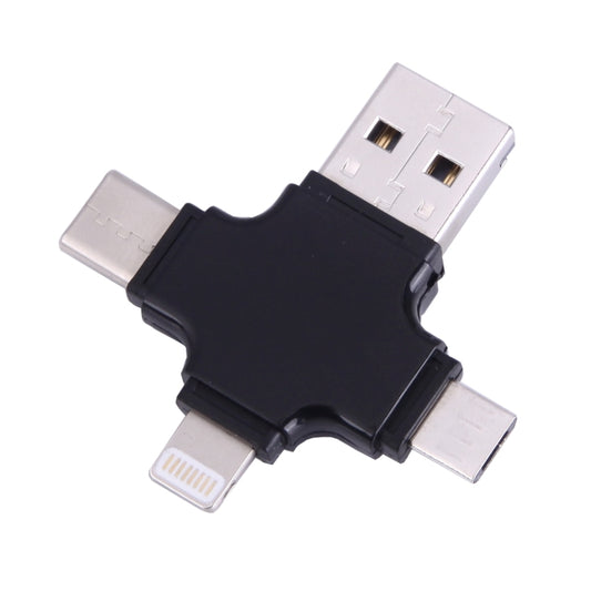 4 in 1 USB-C / Type-C & USB 2.0 & Micro USB & 8 Pin TF Card Reader for MacBook, PC, Laptop, Smart Phone with OTG Function, Support FAT32 & exFAT(Black) by buy2fix
