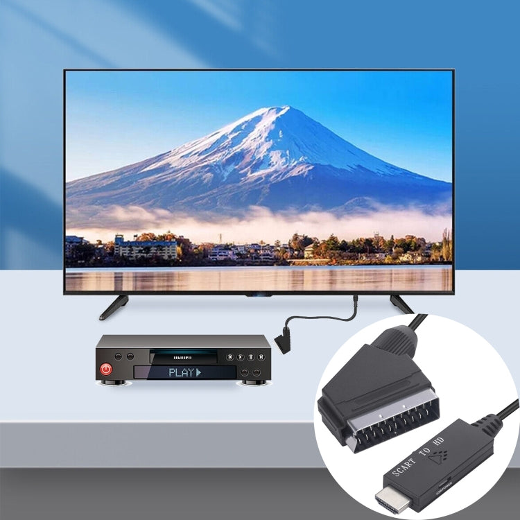 Scart To HDMI-Compatible Converter Video Audio Adapter Cable (Black) by buy2fix