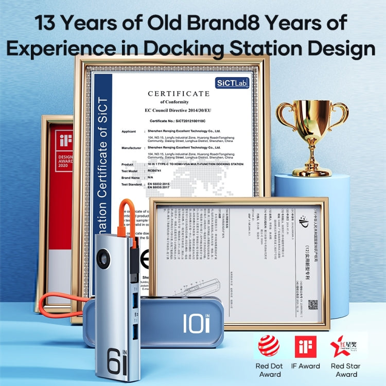 ROCK TR28 HDMI 4K Gigabit Network PD Quick Charger 6 in 1 USB 3.0 HUB (Silver Black) by ROCK