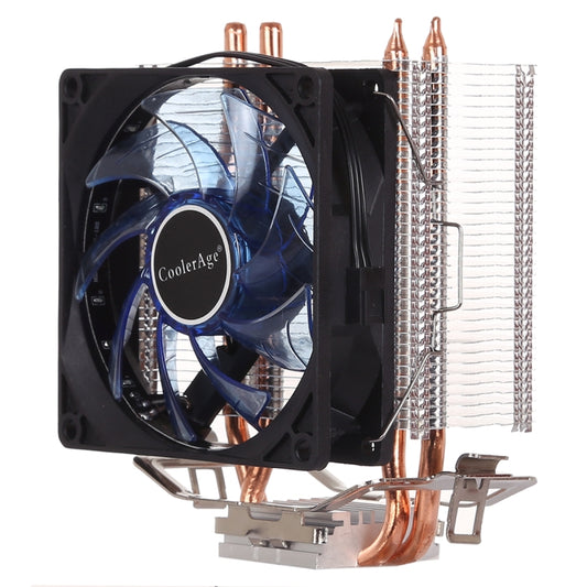 LED CPU Cooler Pure Copper Double Heat Pipe CPU Radiator CPU Fan, with Blue Light by buy2fix