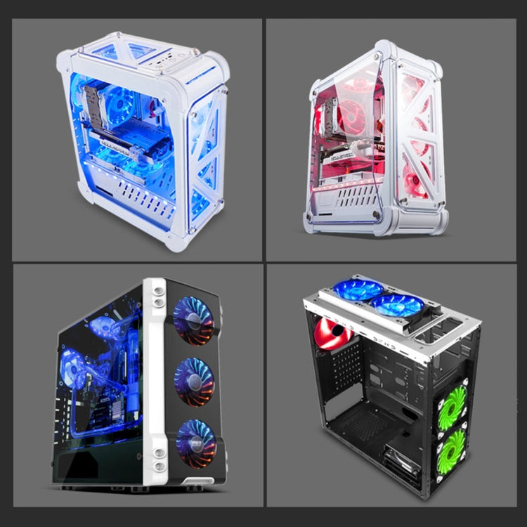 Color LED 12cm 3pin Computer Components Chassis Fan Computer Host Cooling Fan Silent Fan Cooling, with Power Connection Cable & White Light(White) by buy2fix