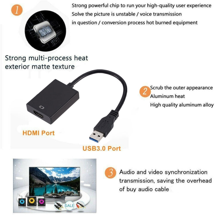 External Graphics Card Converter Cable USB3.0 to HDMI(Black) by buy2fix