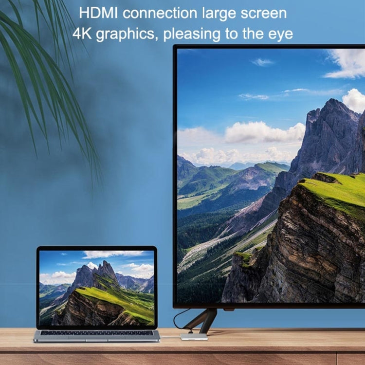 9591C 8 In 1 USB 3.0 x3 + SD / TF Card + HDMI + RJ45 + Type-C / USB-C (PD) Multi-function HUB Converter Dock Station (Black) by buy2fix