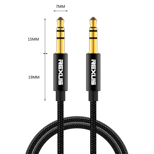 REXLIS 3629 3.5mm Male to Male Car Stereo Gold-plated Jack AUX Audio Cable for 3.5mm AUX Standard Digital Devices, Length: 1m by REXLIS