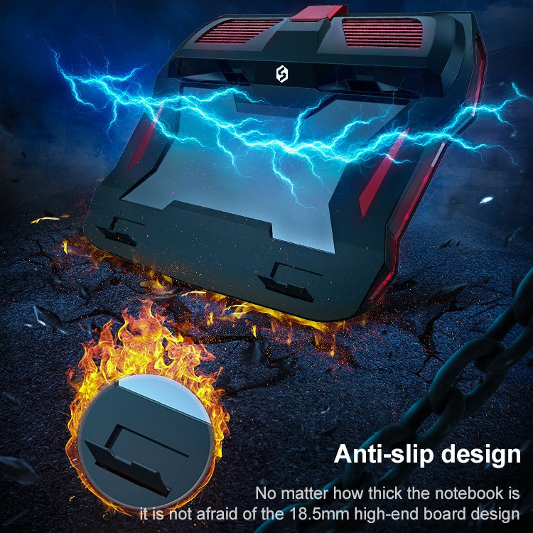 SSRQ-021S Red Light Version Flank Glowing Dual-fan Laptop Radiator Two-speed Adjustable Computer Base for Laptops Under 18 inch by buy2fix