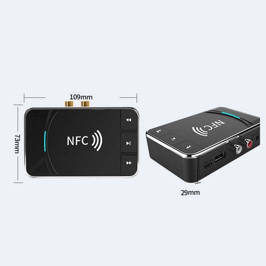 N100 NFC Desktop Bluetooth 5.0 Receiver & Transmitter Car Bluetooth Speaker Audio Adapter(Black) by buy2fix
