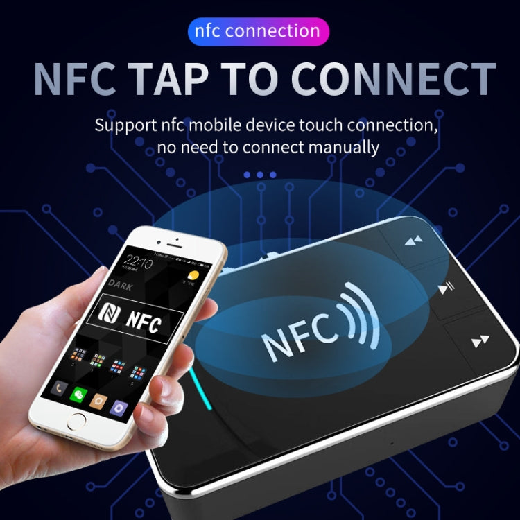 N100 NFC Desktop Bluetooth 5.0 Receiver & Transmitter Car Bluetooth Speaker Audio Adapter(Black) by buy2fix