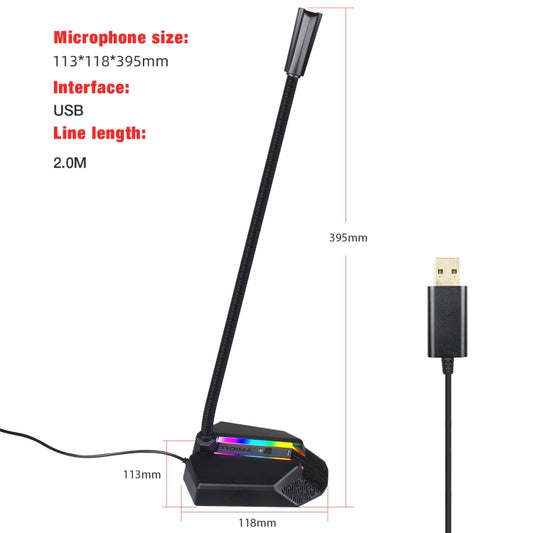HXSJ TSP202 RGB Lighting Bendable USB Voice Chat Video Conference Microphone by HXSJ