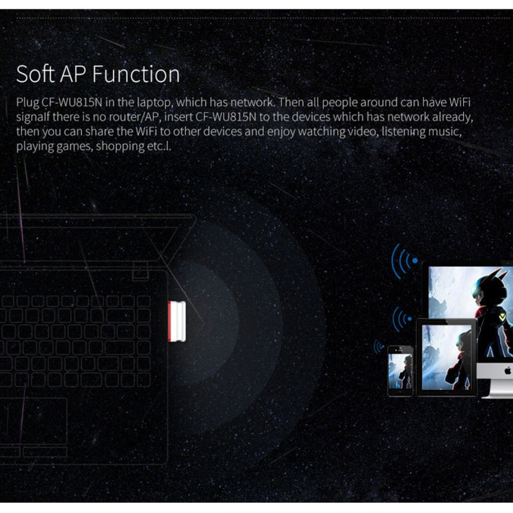 COMFAST CF-WU815N 150Mbps Mini Wireless USB 2.0 Free Driver WiFi Adapter External Network Card by COMFAST