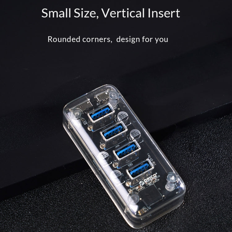 ORICO F4U 4 x USB 3.0 Ports 5Gbps Fast Transmission Desktop HUB with Blue LED Indicator Light(Transparent) by ORICO