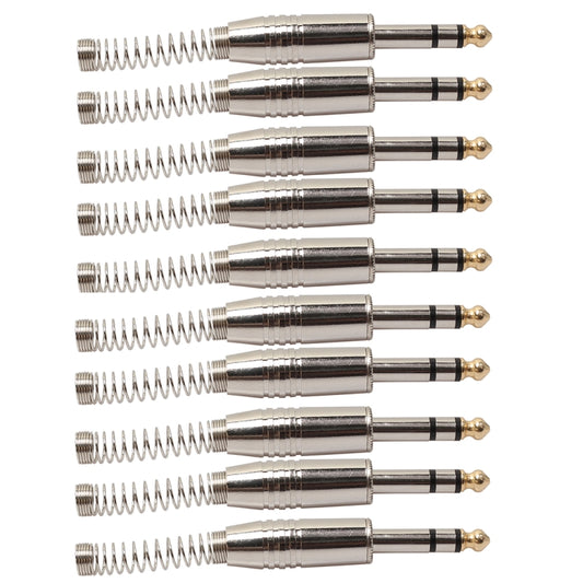 10 PCS 6.35mm Metal Audio Plug Stereo Microphone Cord Plug by buy2fix