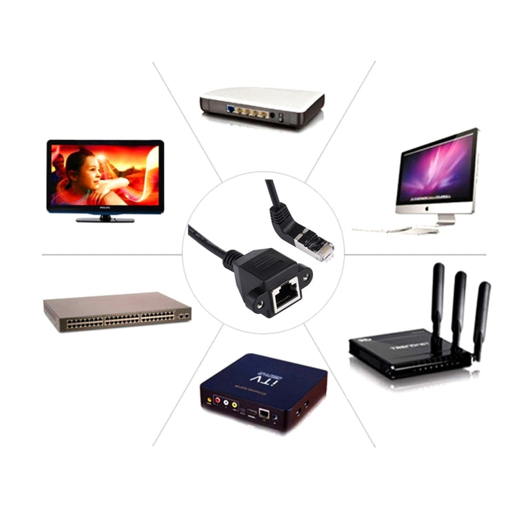 30cm RJ45 Male Bent Upward to RJ45 Female LAN Extension Cable by buy2fix