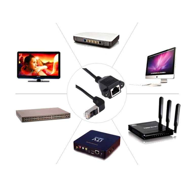 30cm RJ45 Male Bent Down to RJ45 Female LAN Extension Cable by buy2fix