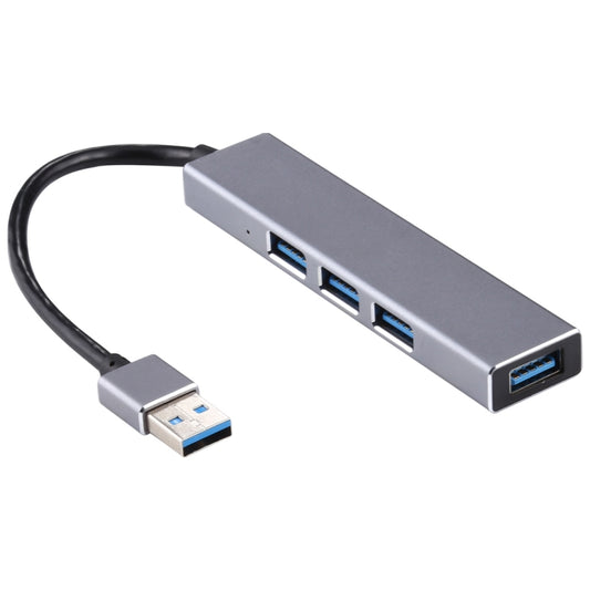 3019 4 x USB 3.0 to USB 3.0 Aluminum Alloy HUB Adapter with LED Indicator (Silver Grey) by buy2fix