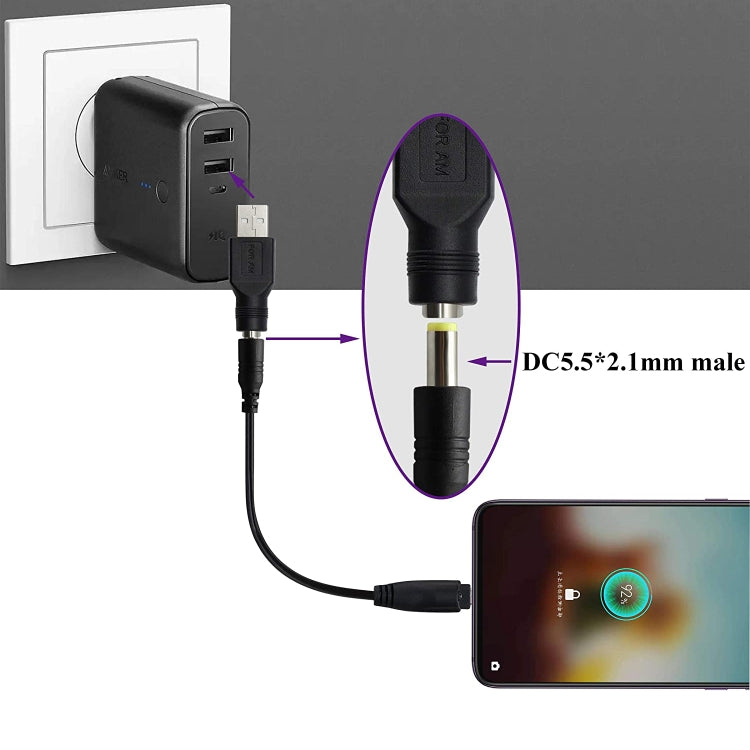 USB Male to 5.5 x 2.1mm Female Plug Adapter Connector by buy2fix