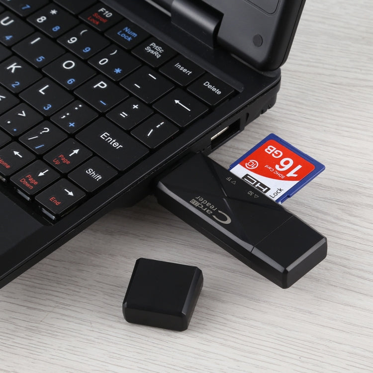 USB-C / Type-C + SD + TF + Micro USB to USB 3.0 Card Reader (Black) by buy2fix