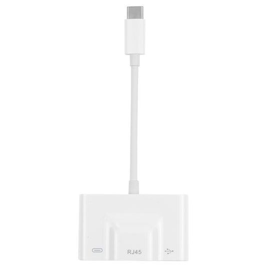 3 in 1 USB-C / Type-C Male to USB + 100M RJ45 Ethernet + Type-C Power Female Adapter by buy2fix