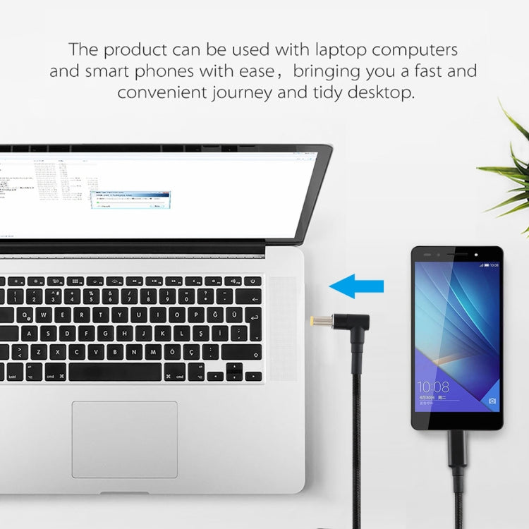 PD 100W 5.5 x 2.5mm Male Elbow to USB-C / Type-C Male Nylon Weave Power Charge Cable, Cable Length: 1.7m by buy2fix