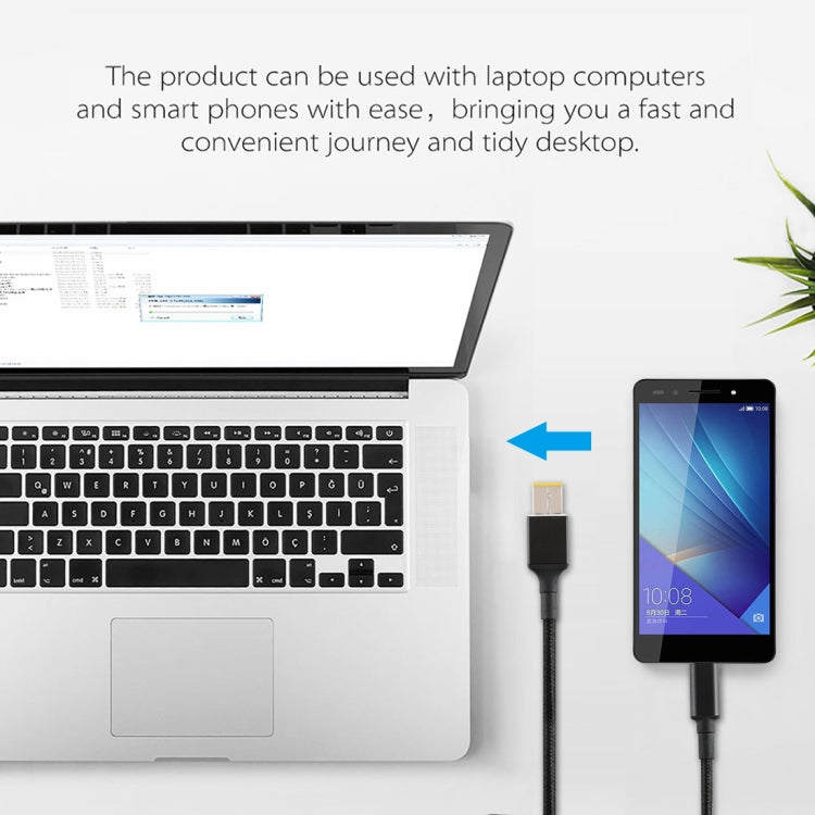 100W Big Square USB Male to USB-C / Type-C Male Nylon Weave Power Charge Cable for Lenovo Thinkpad/ThinkBook/Xiaoxin, Cable Length: 1.7m by buy2fix