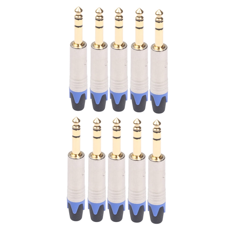 10 PCS TC203N 6.35mm Gold-plated Audio Stereo Connector Welding Plug by buy2fix
