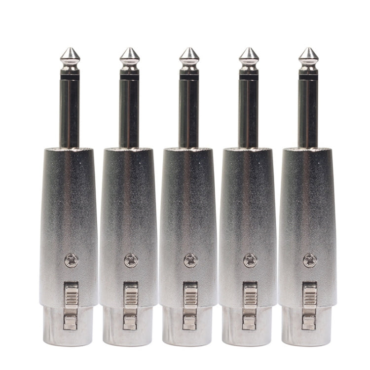 5 PCS LZ1167 6.35mm Single Track Male Head to XRL Female Audio Adapter Plug (Silver) by buy2fix