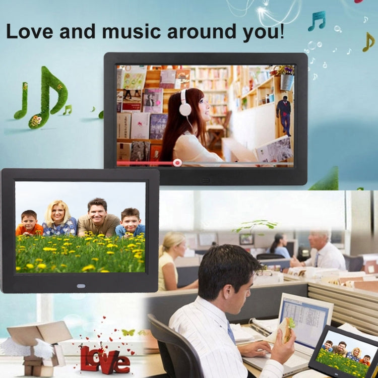 AC 100-240V 8 inch TFT Screen Digital Photo Frame with Holder & Remote Control, Support USB / SD Card Input (White) by buy2fix