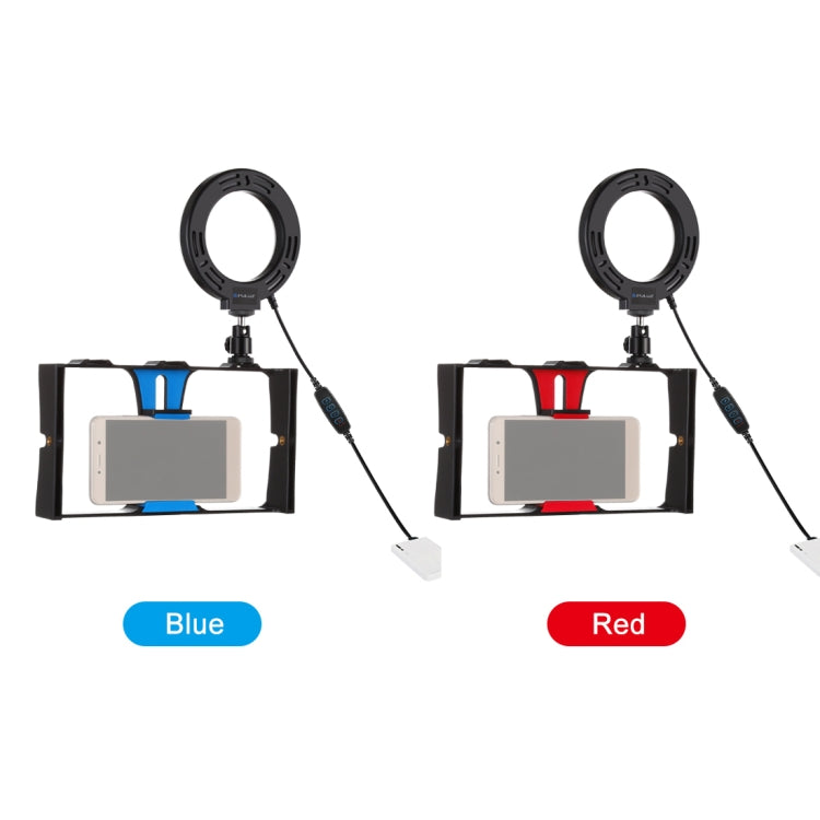 PULUZ 2 in 1 Vlogging Live Broadcast Smartphone Video Rig + 4.7 inch 12cm Ring LED Selfie Light Kits with Cold Shoe Tripod Head for iPhone, Galaxy, Huawei, Xiaomi, HTC, LG, Google, and Other Smartphones(Red) by PULUZ