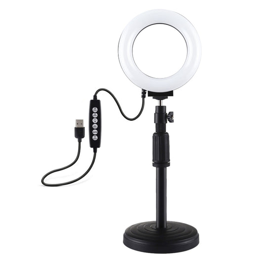 PULUZ 4.7 inch 12cm Curved Surface Ring Light + Round Base Desktop Mount USB 10 Modes 8 Colors RGBW Dimmable LED Ring Selfie Beauty Vlogging Photography Video Lights with Cold Shoe Tripod Ball Head(Black) by PULUZ