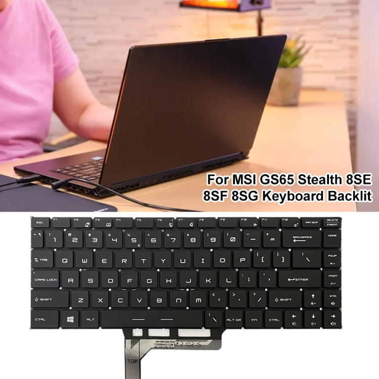 US Version Laptop Keyboard with Backlight for MSI GS65 / GS65VR / MS-16Q2 / Stealth 8SE /8SF / 8SG /Thin 8RE / Thin 8RF (Black) by buy2fix