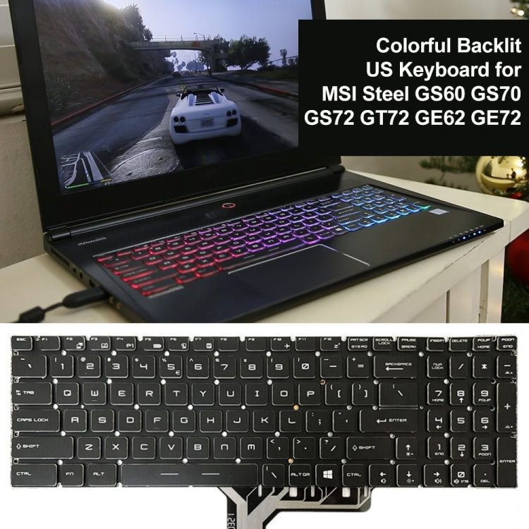 US Version Colorful Backlight Laptop Keyboard for MSI Steel GS60 / GS70 / GS72 / GT72 / GE62 / GE72 / GS73V by buy2fix