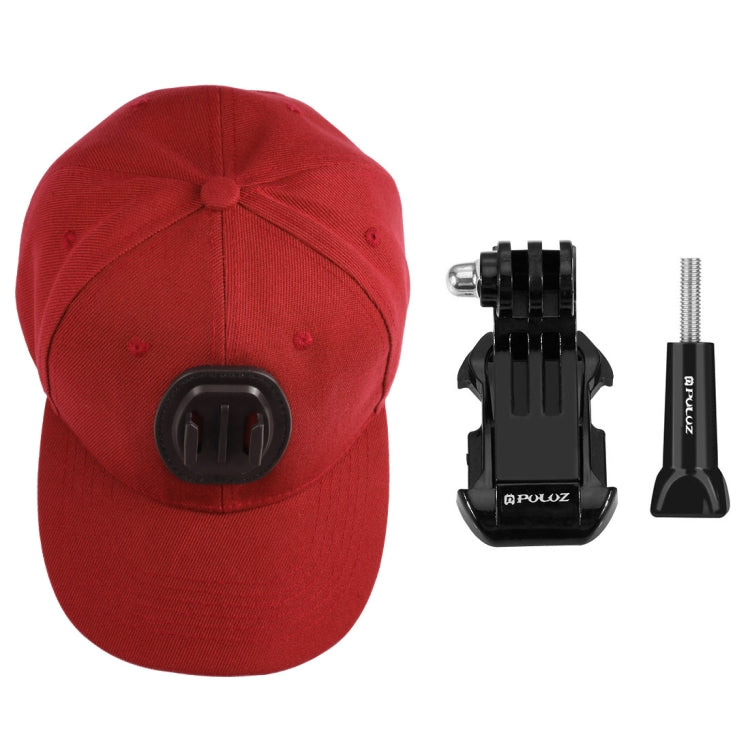 PULUZ Baseball Hat with J-Hook Buckle Mount & Screw for GoPro, DJI OSMO Action and Other Action Cameras(Red) by buy2fix