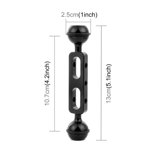 PULUZ 5.1 inch 13cm Aluminum Alloy Dual Balls Arm, Ball Diameter: 25mm(Black) by PULUZ