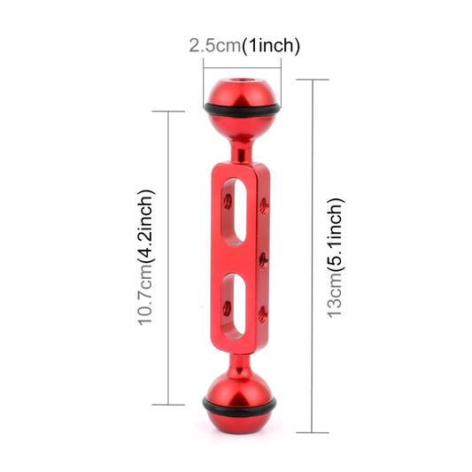 PULUZ 5.1 inch 13cm Aluminum Alloy Dual Balls Arm, Ball Diameter: 25mm(Red) by PULUZ