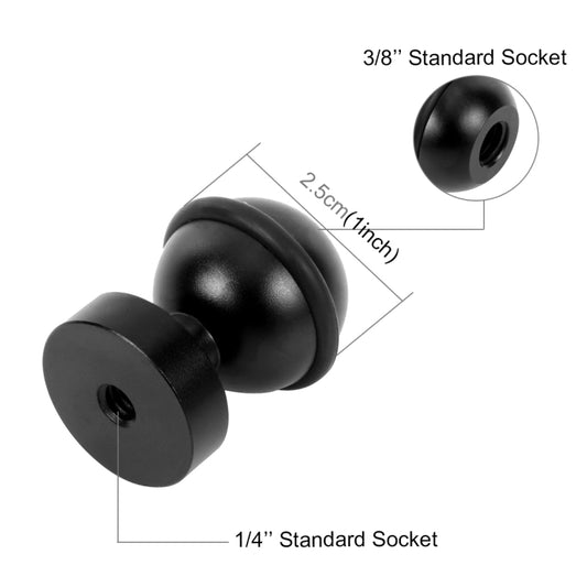 PULUZ CNC Aluminum Ball Head Adapter Mount for GoPro, Insta360, DJI and Other Action Cameras, Diameter: 2.5cm(Black) by PULUZ