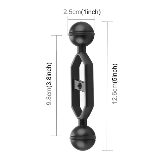 PULUZ 5.0 inch 12.6cm Aluminum Alloy Dual Balls Arm, Ball Diameter: 25mm(Black) by PULUZ