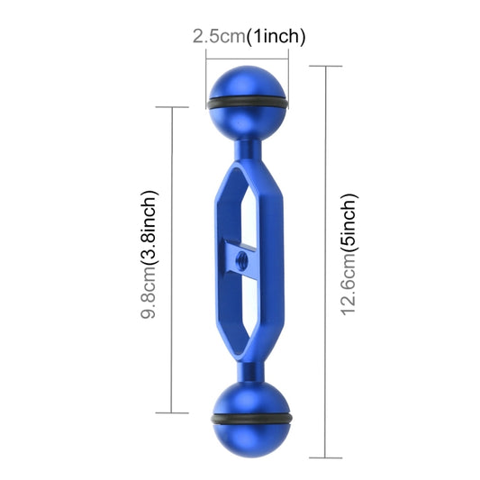 PULUZ 5.0 inch 12.6cm Aluminum Alloy Dual Balls Arm, Ball Diameter: 25mm(Blue) by PULUZ