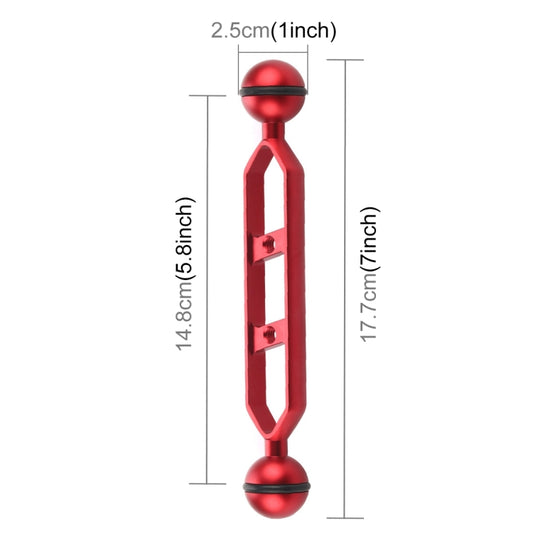 PULUZ 7.0 inch 17.7cm Aluminum Alloy Dual Balls Arm, Ball Diameter: 25mm(Red) by PULUZ
