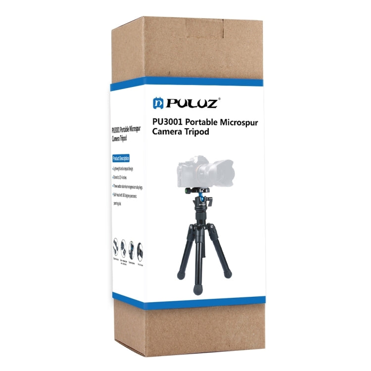 PULUZ Pocket Mini Microspur Photos Magnesium Alloy Tripod Mount with 360 Degree Ball Head for DSLR & Digital Camera, Adjustable Height: 24.5-57cm, Load Max: 3kg by PULUZ