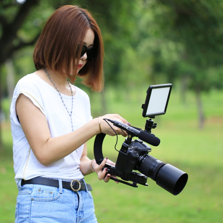 PULUZ U/C Shape 3-Head Cold Shoes Portable Handheld DV Bracket Stabilizer for All SLR Cameras and Home DV Camera by PULUZ
