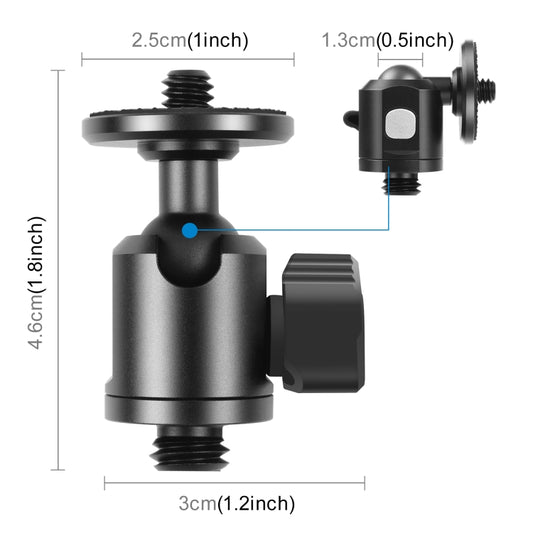 PULUZ 3/8 inch Outer Screw Metal Tripod Ball Head Adapter with Knob Lock(Black) by PULUZ