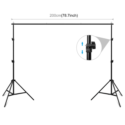 2 x 2m Photo Studio Background Support Stand Backdrop Crossbar Bracket(Black) by buy2fix