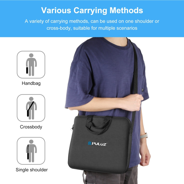 PULUZ 14 inch Ring LED Lights Portable Zipper Storage Bag Shoulder Handbags, Size: 43cm x 38cm x 3cm (Black) by PULUZ