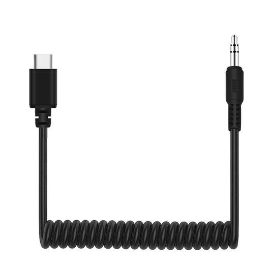 PULUZ 3.5mm TRRS Male to Type-C / USB-C Male Live Microphone Audio Adapter Spring Coiled Cable for Samsung, Huawei and Smartphones, Cable Stretching to 100cm(Black) by PULUZ
