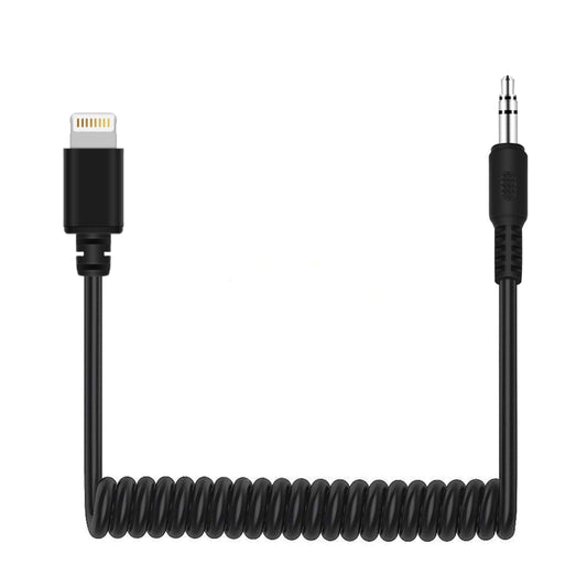 PULUZ 3.5mm TRRS Male to 8 Pin Male Live Microphone Audio Adapter Spring Coiled Cable for iPhone, Cable Stretching to 100cm(Black) by PULUZ