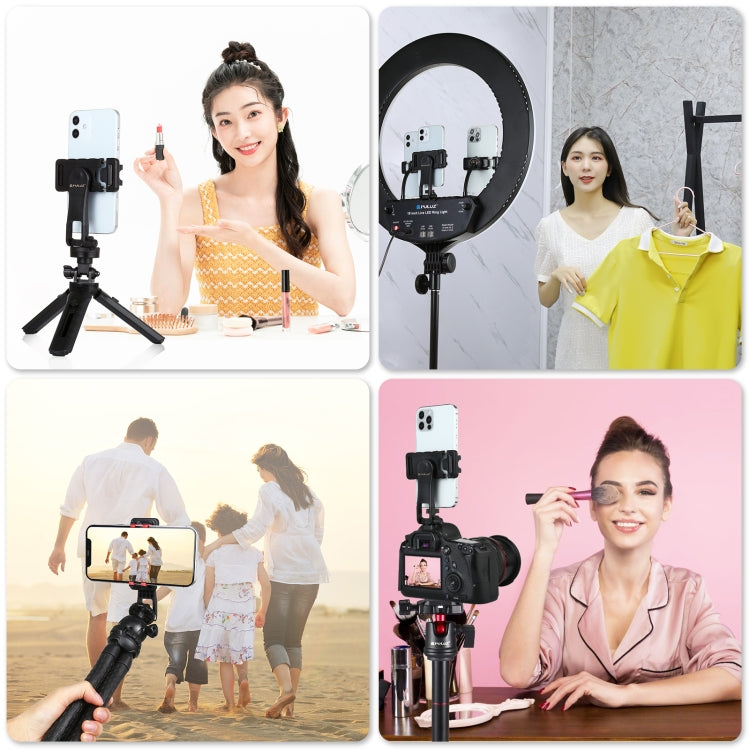 PULUZ 360 Degree Rotating Horizontal Vertical Shooting Phone ABS Clamp Holder Bracket For iPhone, Galaxy, Huawei, Xiaomi, Sony, HTC, Google and other Smartphones (Black) by PULUZ