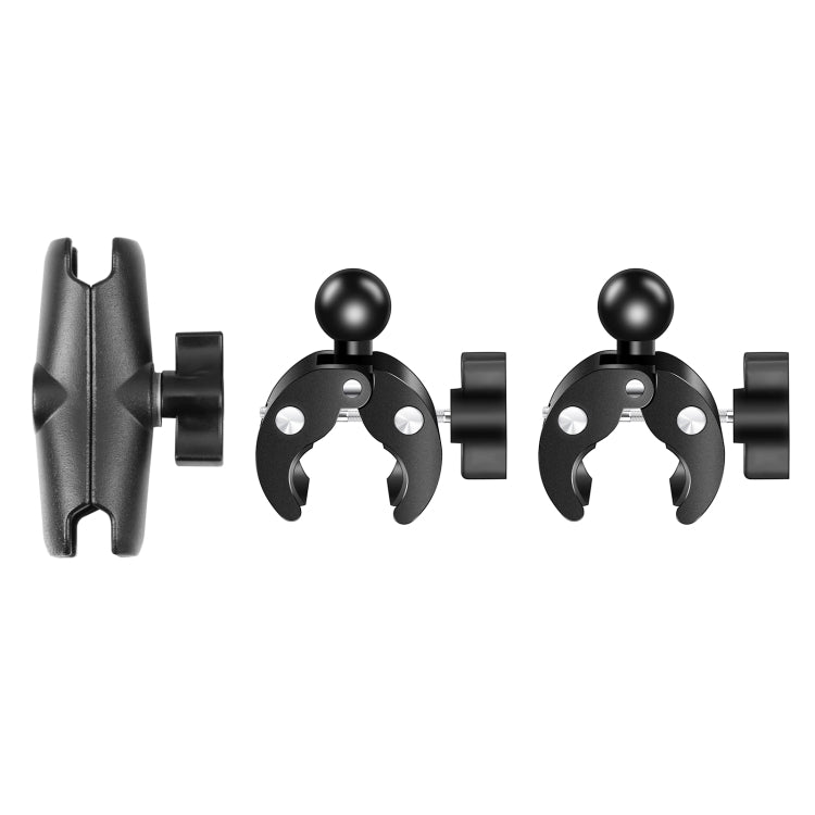 PULUZ Motorcycle Dualheads Crab Clamp Action Camera Handlebar Fixed Mount(Black) by PULUZ